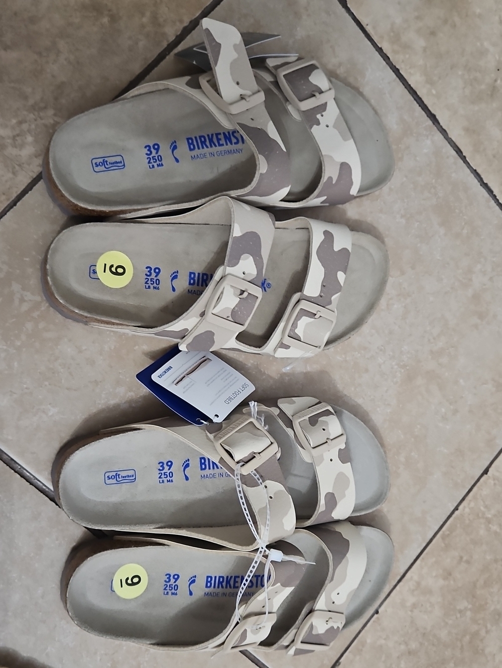 NWT Birkenstock Beige and Light Brown Camouflage Arizona Sandals SIZE 39